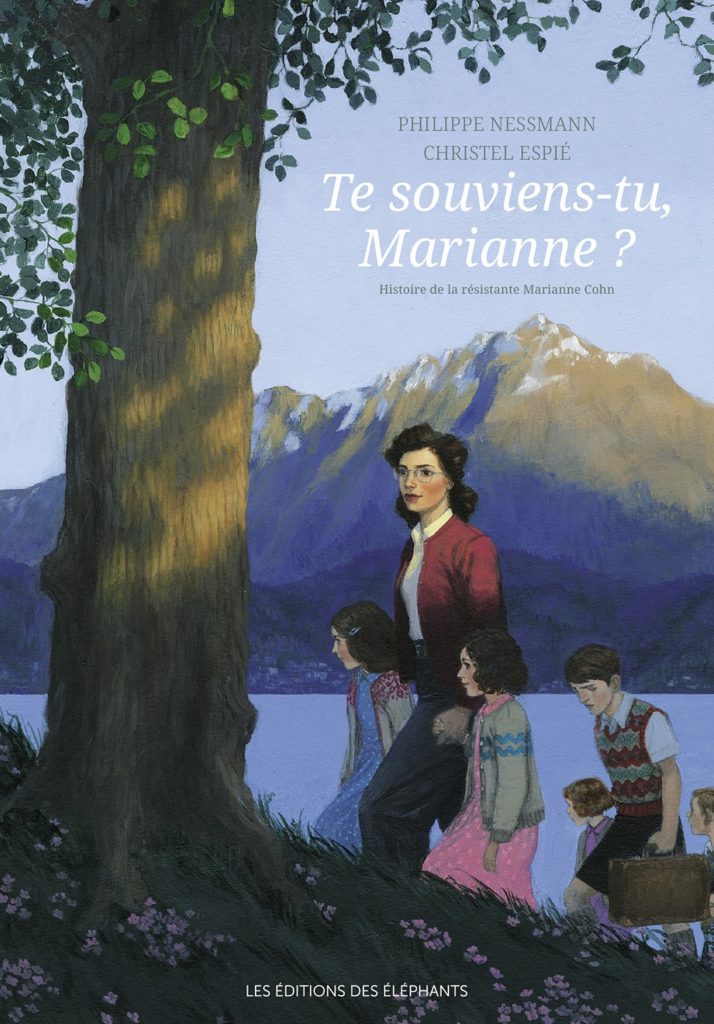 Couverture de l'album. On voit Mariane Cohn marcher avec des enfants, le lac d'Annecy en fond.