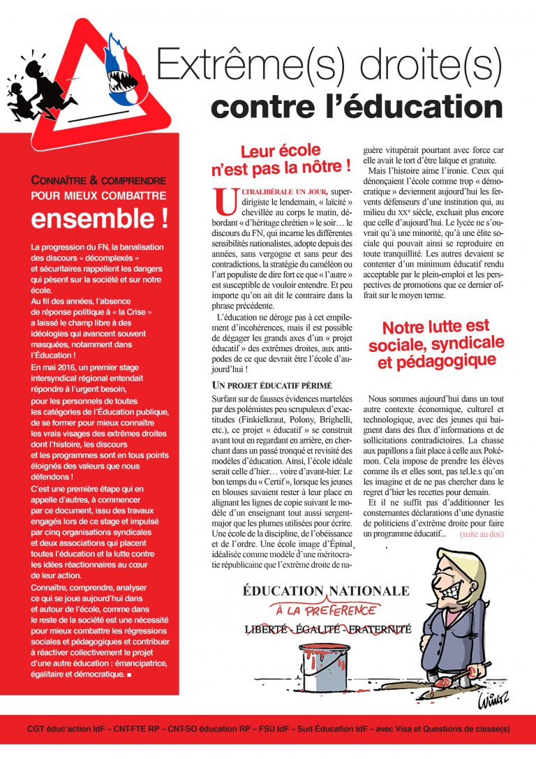 4 pages intersyndicale extrêmes droites contre éducation à télécharger