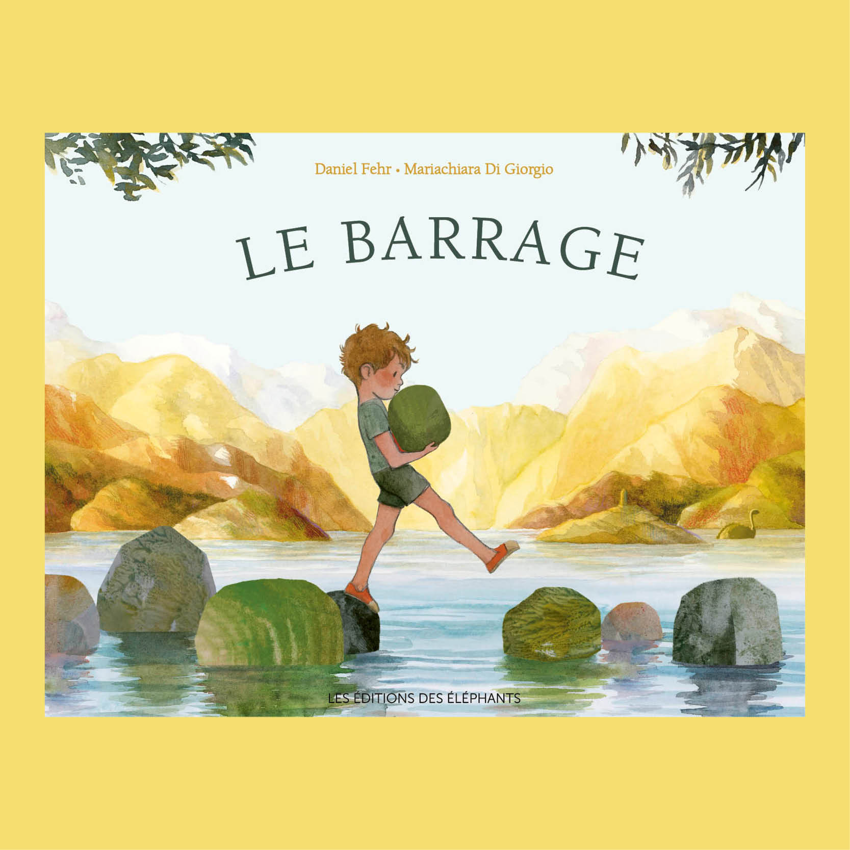un petit garçon porte un pierre pour le barrage