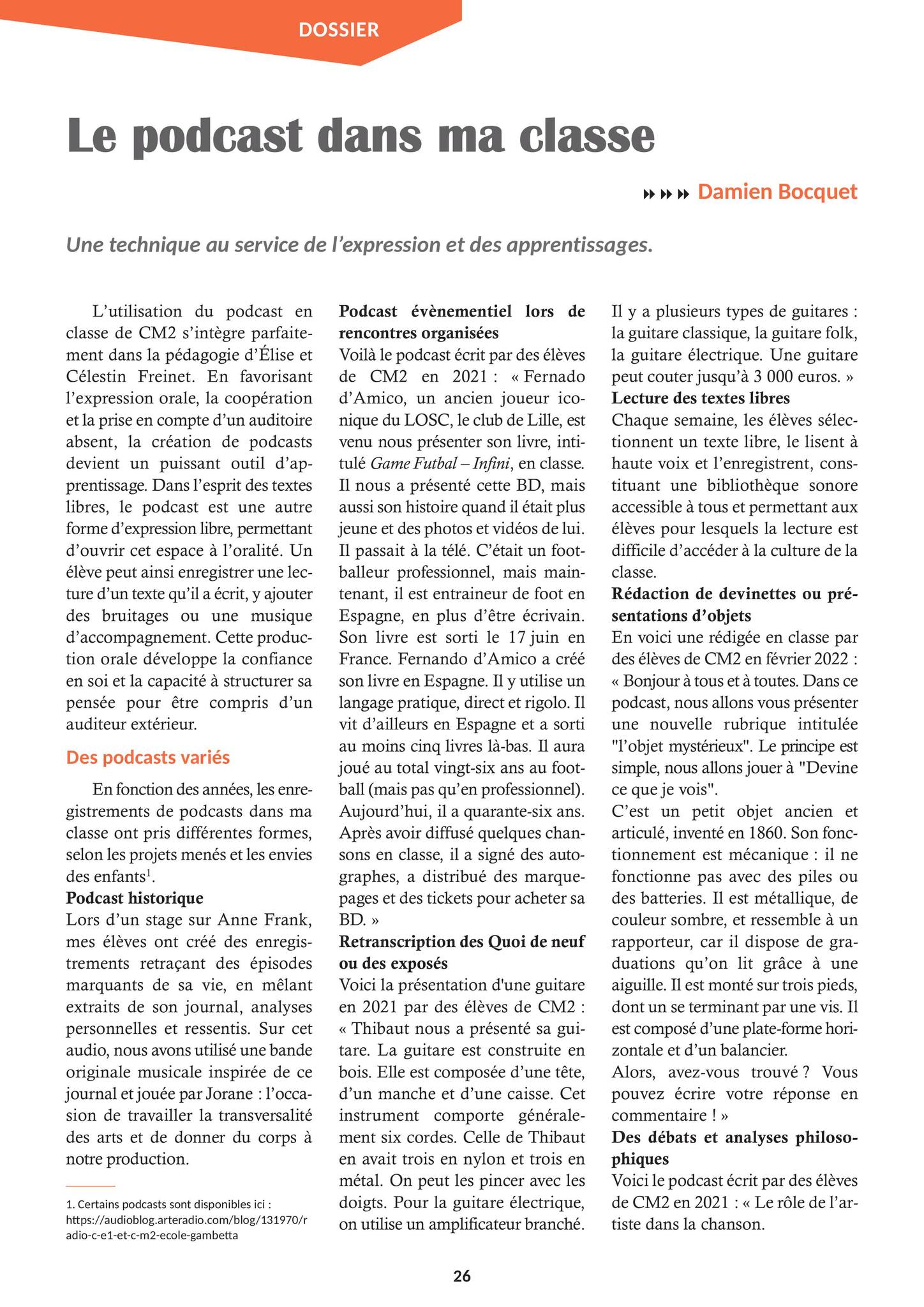 Un podcast dans ma classe…