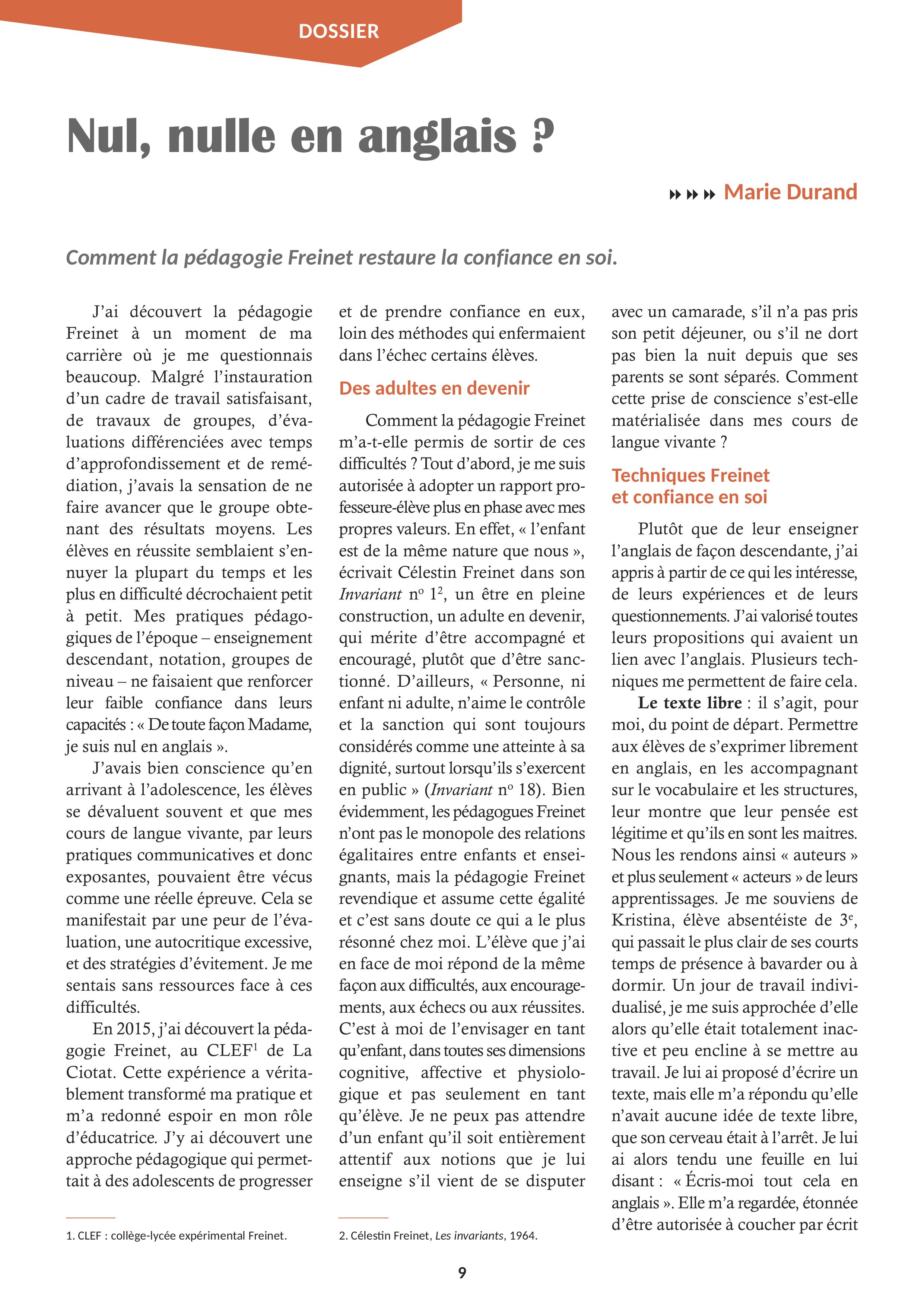 Nul, nulle en anglais ? »…