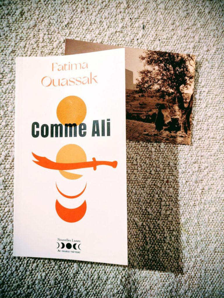 converture de Comme Ali, il y a un rond jaune sur fond crème avec un sabre orange.