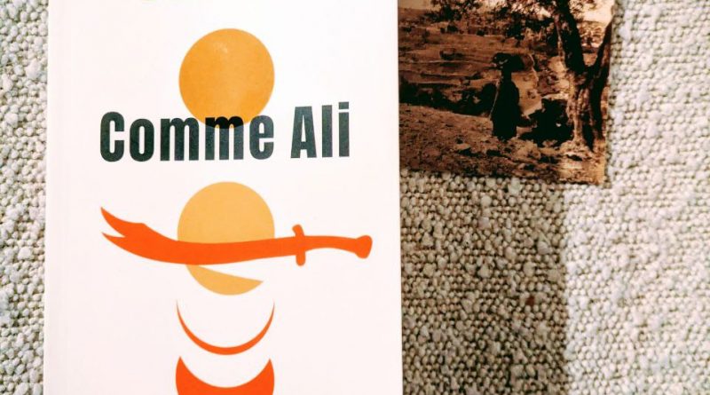 converture de Comme Ali, il y a un rond jaune sur fond crème avec un sabre orange.