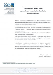 Contre le déni social des violences sexuelles intrafamiliales faites aux enfants