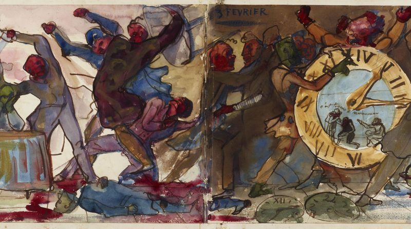 Scène de dispute, on voit une horloge en fond.