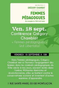 Femmes pédagogues, conférence de Grégory Chambat