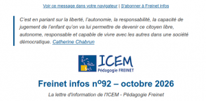 Freinet Infos, octobre 2026